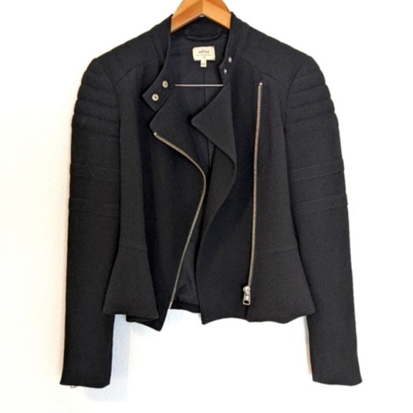 Wilfred Jackets & Blazers - Aritzia Wilfred Black Montesson Crepe Fabric From Japan MOTO Jacket Size 8